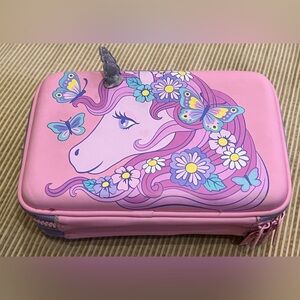 Smiggle Hard Top Pink Unicorn Double Zipper Pencil Case in Great Condition
